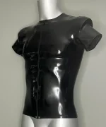 Glossy Latex Fitted Shirt with Zip Closure