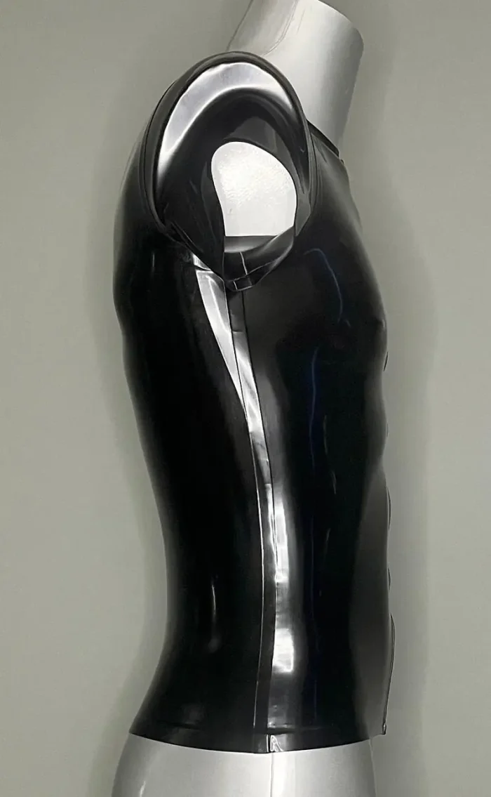 Glossy Latex Fitted Shirt with Zip Closure