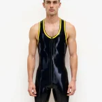 Glossy Latex Sleeveless Through-Zip Bodysuit