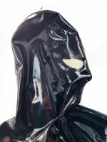 Black Latex Full Body Catsuit with Transparent Eyes Hood