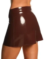 Latex High Waist Slit Belted Skirt