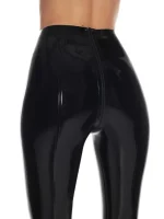 Latex Back Stitch Crotch Zip Leggings
