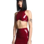 Latex Underwire Back Zip Bust Top