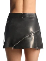 Latex Low Waist Slant Zipper Mini Skirt
