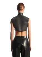 Latex Architectural High Neck Front Zip Crop Top