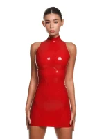 Latex Hourglass Curvy Back Zip Mini Dress