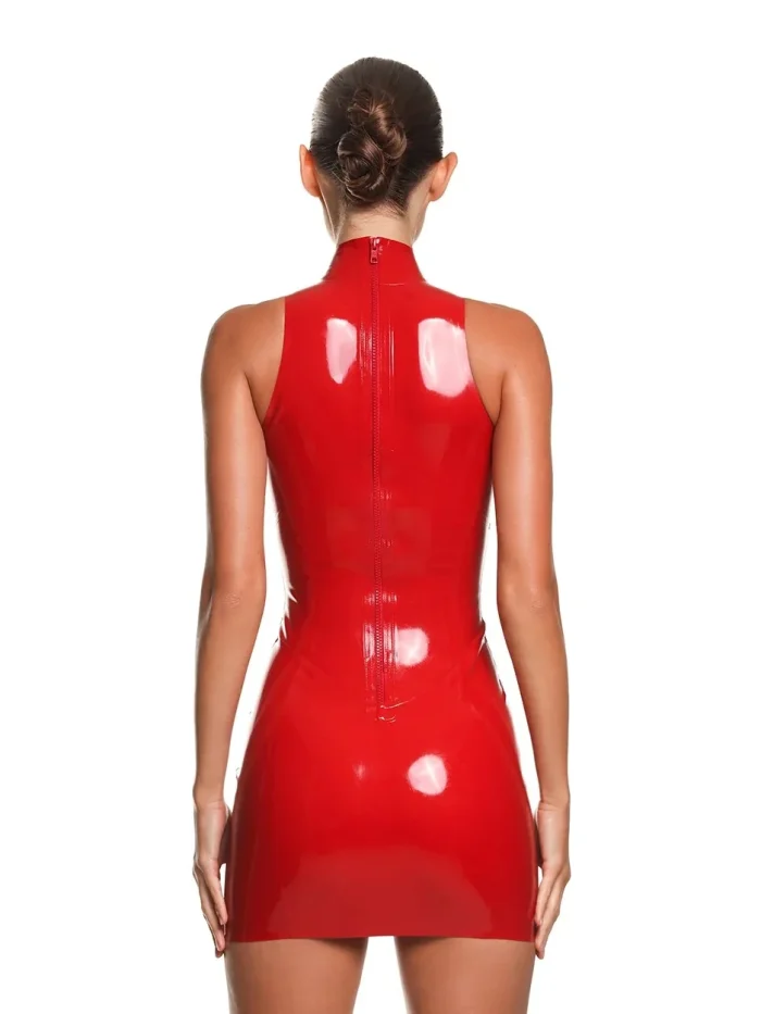 Latex Hourglass Curvy Back Zip Mini Dress