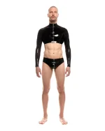 Latex Zipper Long Sleeve Crop Top