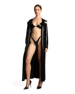 Latex Lapel Wrap Long Coat
