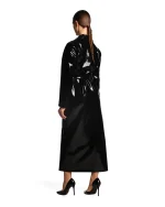Latex Lapel Wrap Long Coat