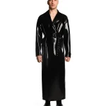 Latex Lapel Wrap Long Coat