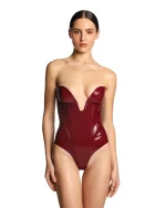 Latex Strapless Deep V Bodysuit