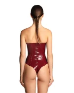 Latex Strapless Deep V Bodysuit