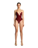 Latex Strapless Deep V Bodysuit
