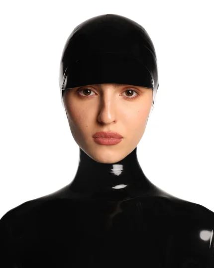Latex Short Brim Open Face Hood