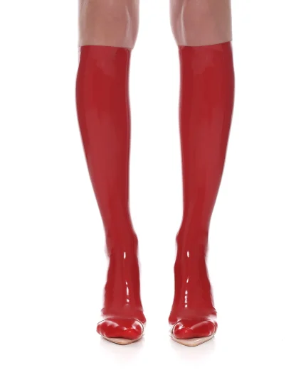 Latex Red GlossyKnee-High Socks