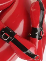 Latex bondage mittens with D-rings