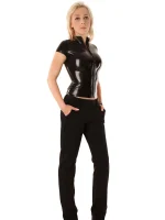 Latex Short sleeve shirt with zipper