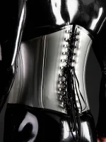 Latex Corset For Men Hidden Zipper Adjustable Lacing