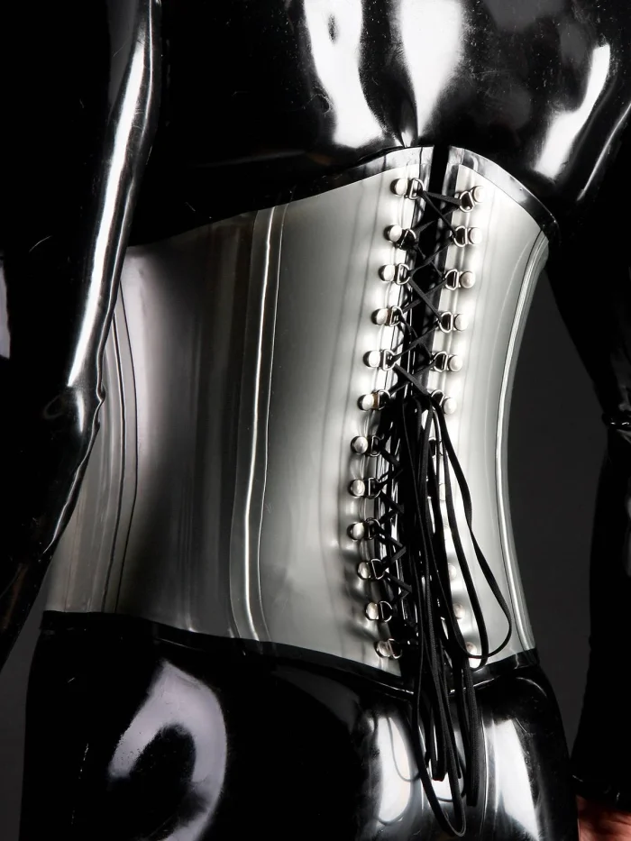 Latex Corset For Men Hidden Zipper Adjustable Lacing