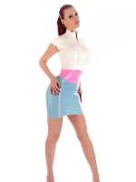 Latex mini dress with corset belt