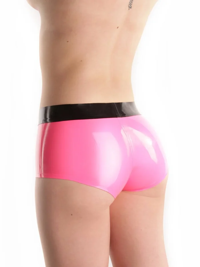 Latex Hot Pants With Contrast Black Waistband
