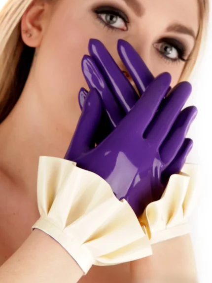 Latex Short Gloves with Ruffles